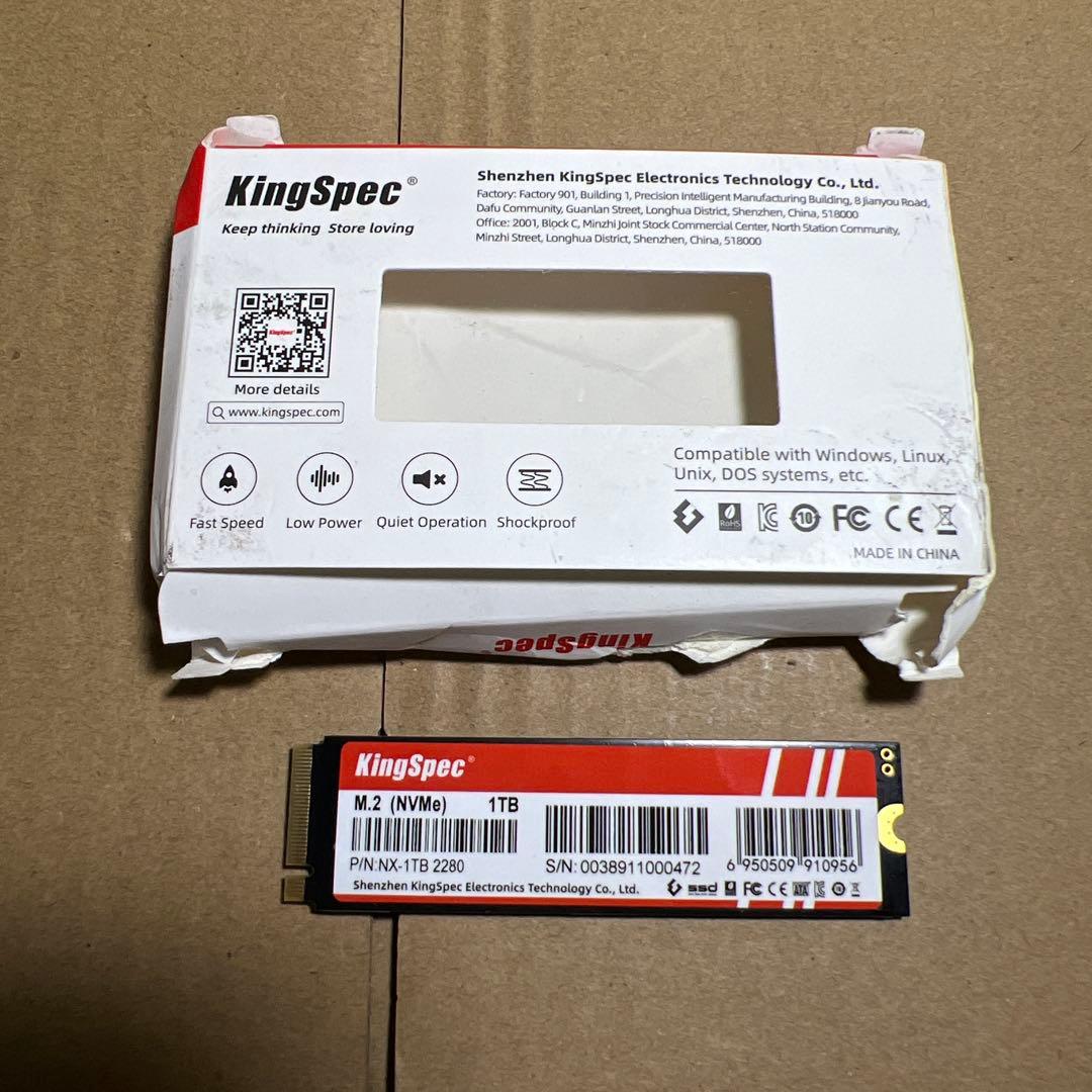 内蔵型SSD KingSpec 1TB SSD M.2 NVMe 2280