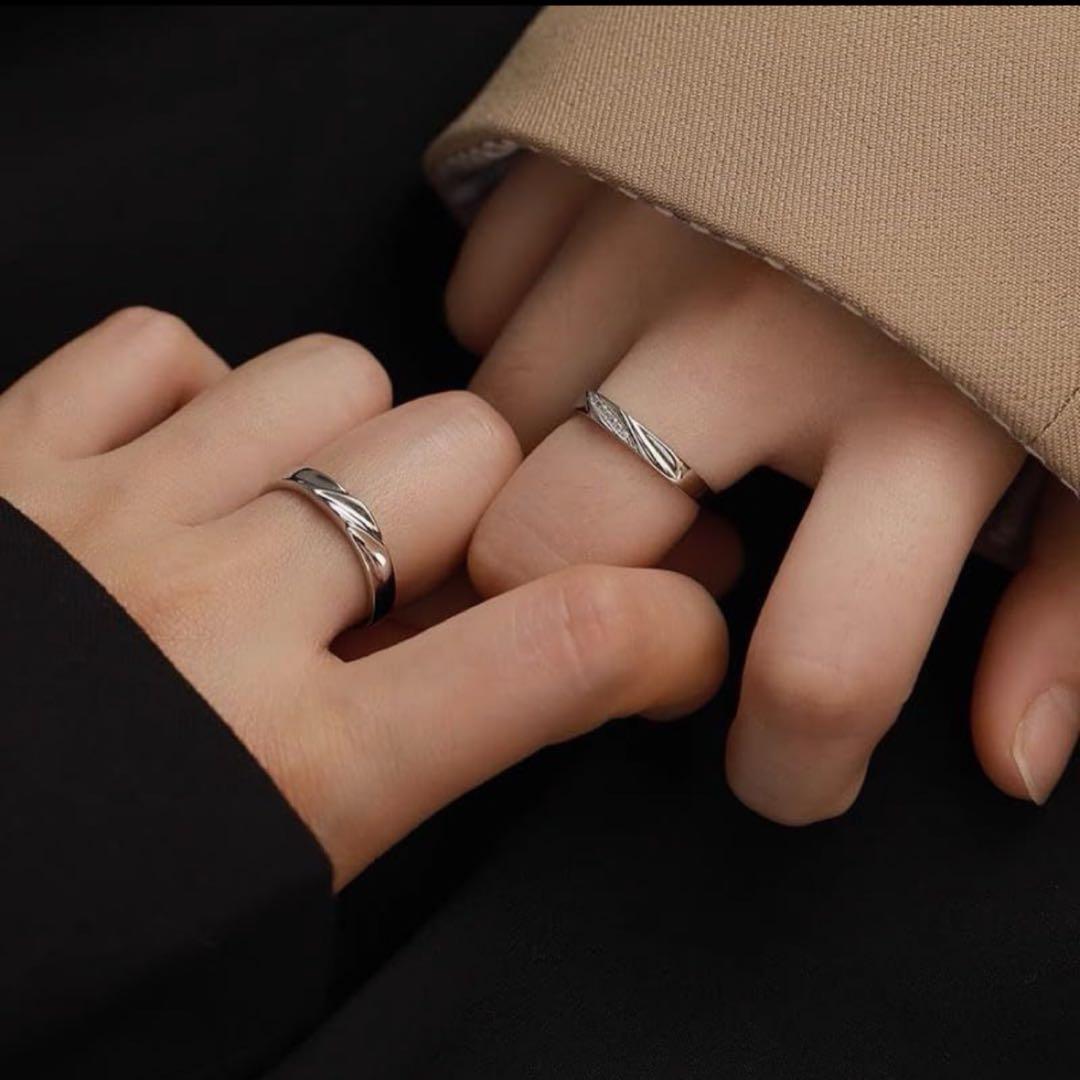 【新品】 ペアリングカップル フリーサイズ 結婚指輪 イヤリング S925刻印