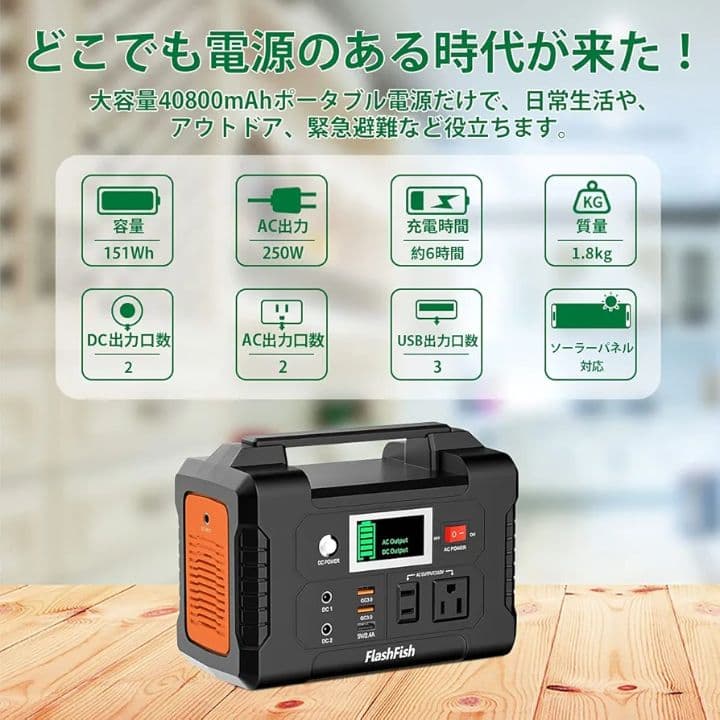 【新品未使用】FlashFish E200 ポータブル発電機 ポタ電