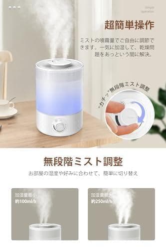 加湿器 大容量 3.5L 【新改良モデル・一体化設計・UVライト除菌】_corg