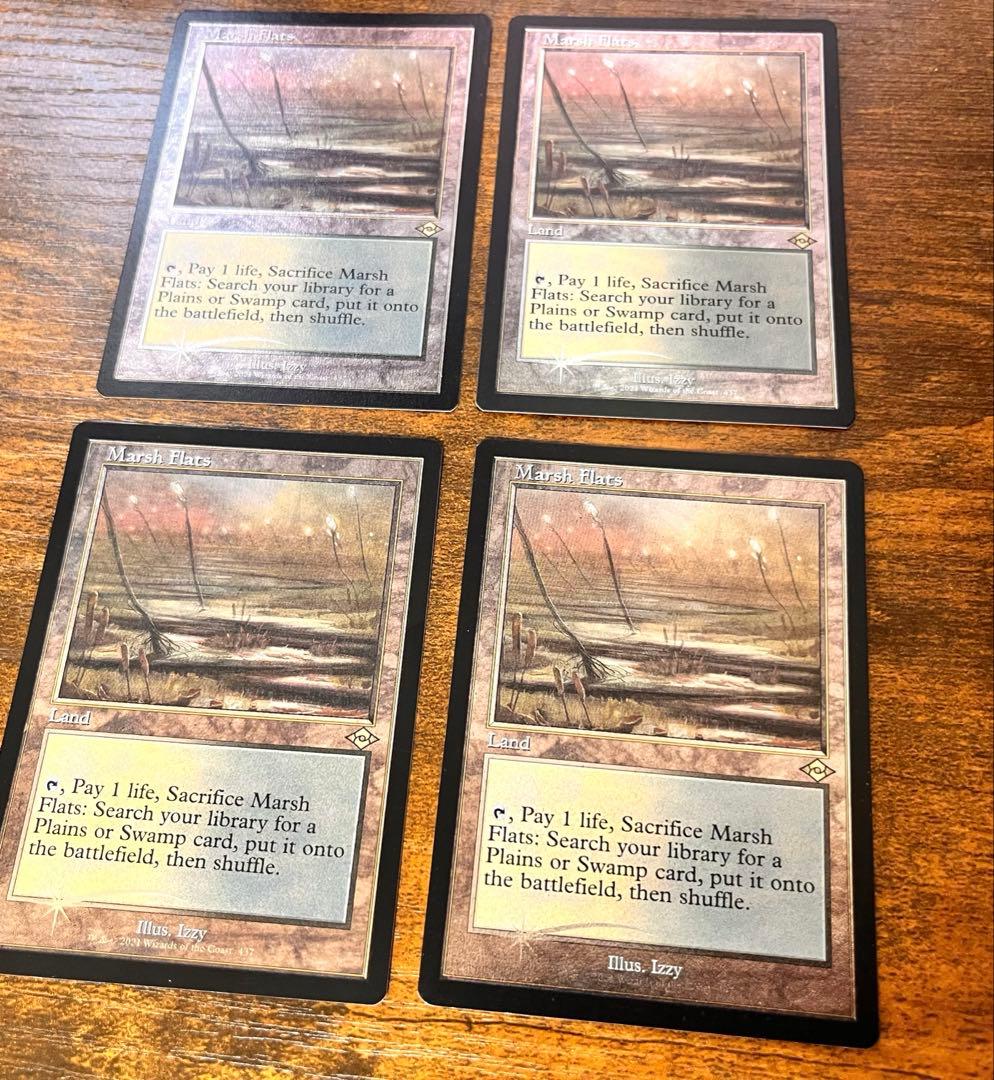 湿地の干潟 英語 旧枠 エッチングfoil 4枚セット