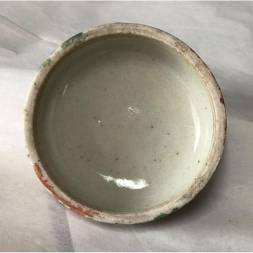 w005 中国古美術 赤絵 香合 巾5cm 中国陶器 茶道具